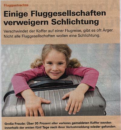 Fluggastrechte in der Finanztext mit Rimowa Koffer